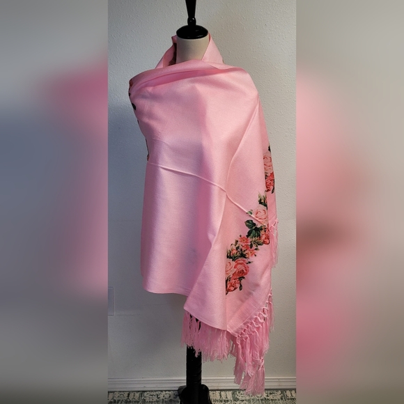 Virgen de Guadalupe Rebozo,  chal, pashmina, shawl, wrap pink - Picture 3 of 5